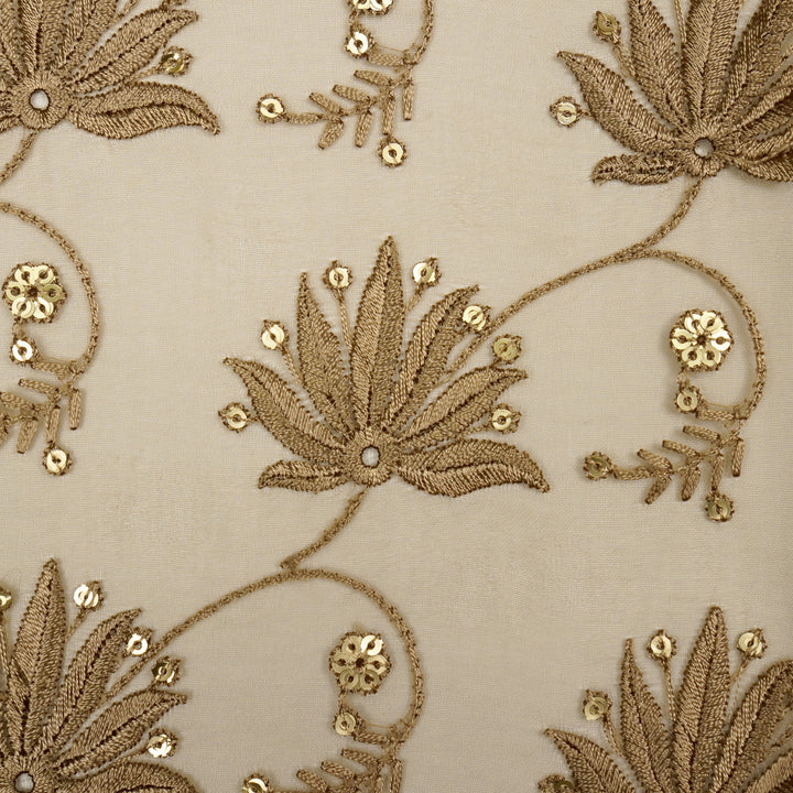 Kaaya Jaal on Chiku Silk Organza Embroidered Fabric