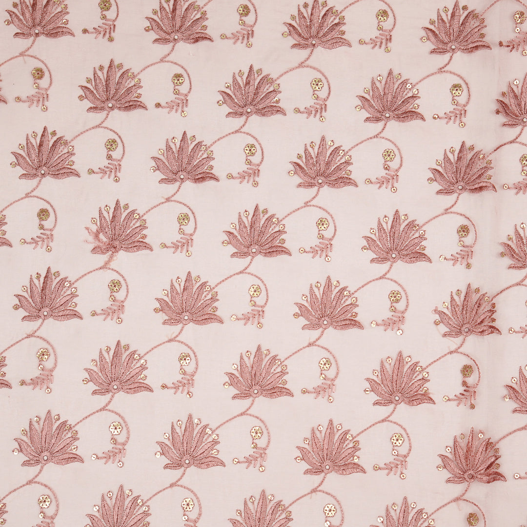 Kaaya Jaal on Onion Silk Organza Embroidered Fabric