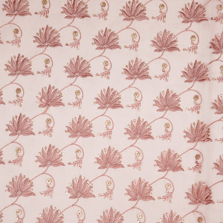 Kaaya Jaal on Onion Silk Organza Embroidered Fabric