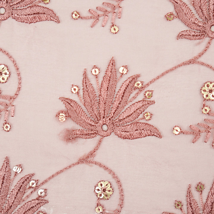 Kaaya Jaal on Onion Silk Organza Embroidered Fabric