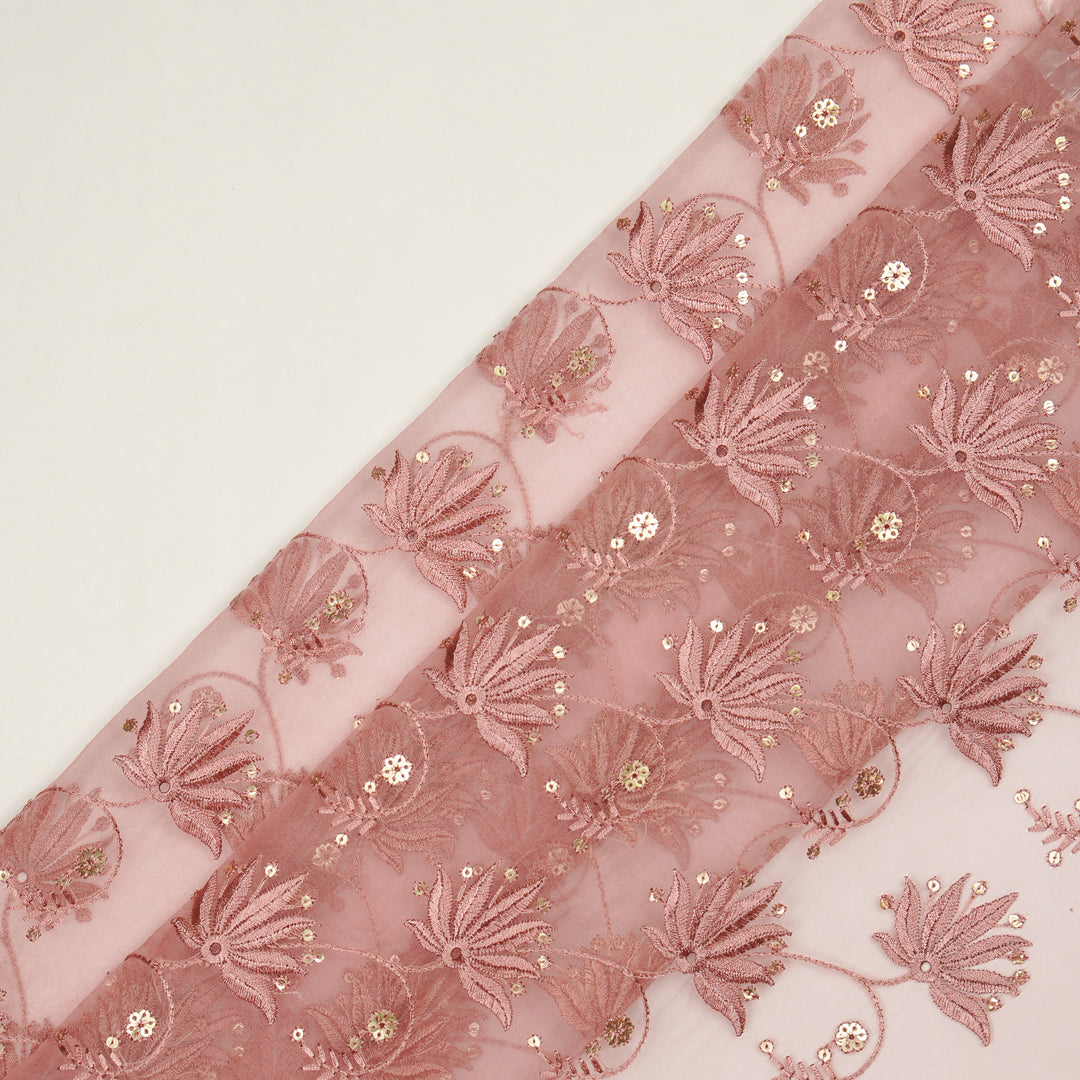 Kaaya Jaal on Onion Silk Organza Embroidered Fabric