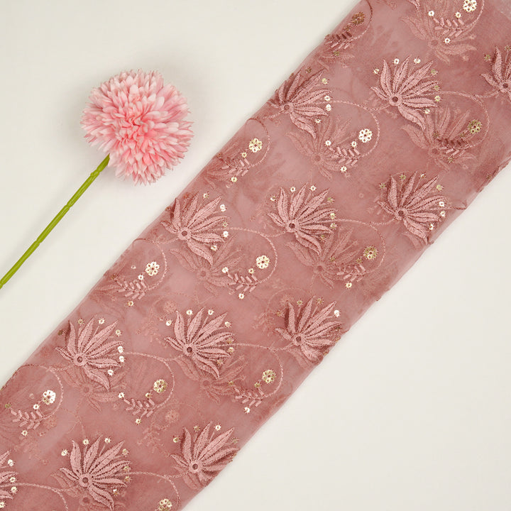 Kaaya Jaal on Onion Silk Organza Embroidered Fabric