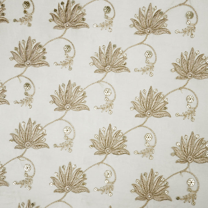 Kaaya Jaal on Ecru Silk Organza Embroidered Fabric