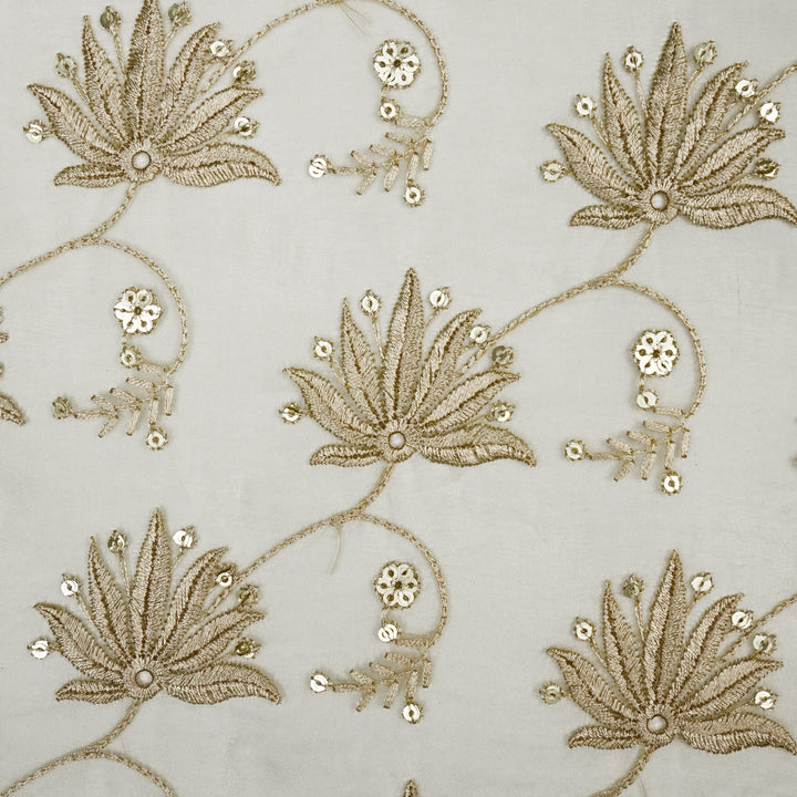 Kaaya Jaal on Ecru Silk Organza Embroidered Fabric