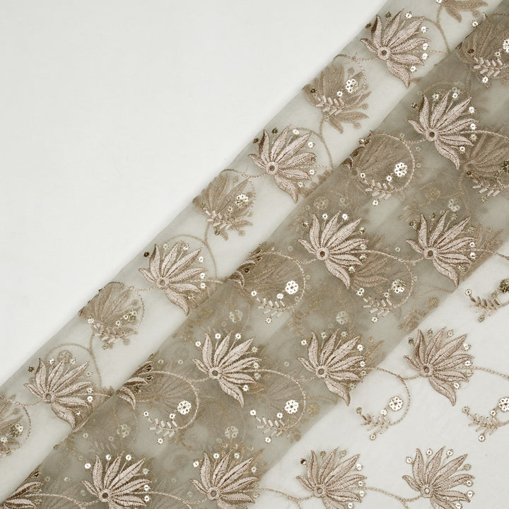 Kaaya Jaal on Ecru Silk Organza Embroidered Fabric