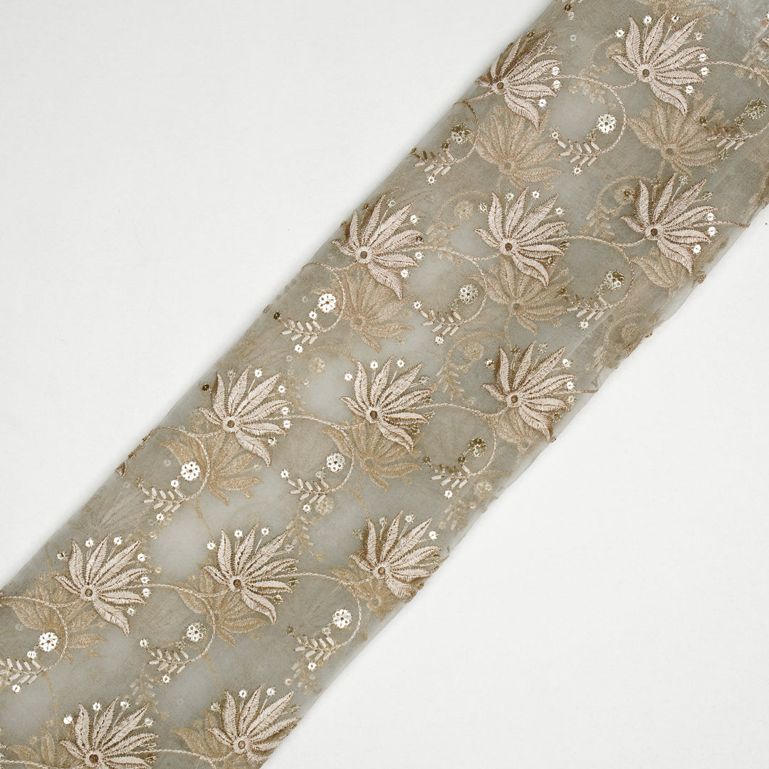 Kaaya Jaal on Ecru Silk Organza Embroidered Fabric