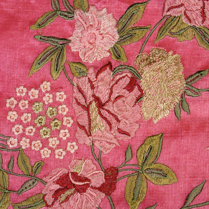 Sharvani Jaal On Light Fuxia Tussar Silk Embroidered Fabric