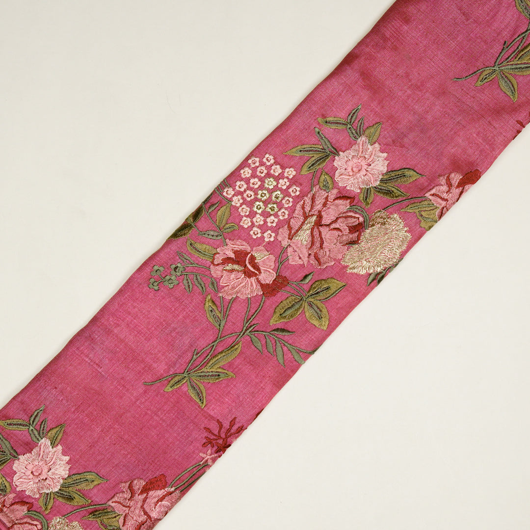 Sharvani Jaal On Light Fuxia Tussar Silk Embroidered Fabric