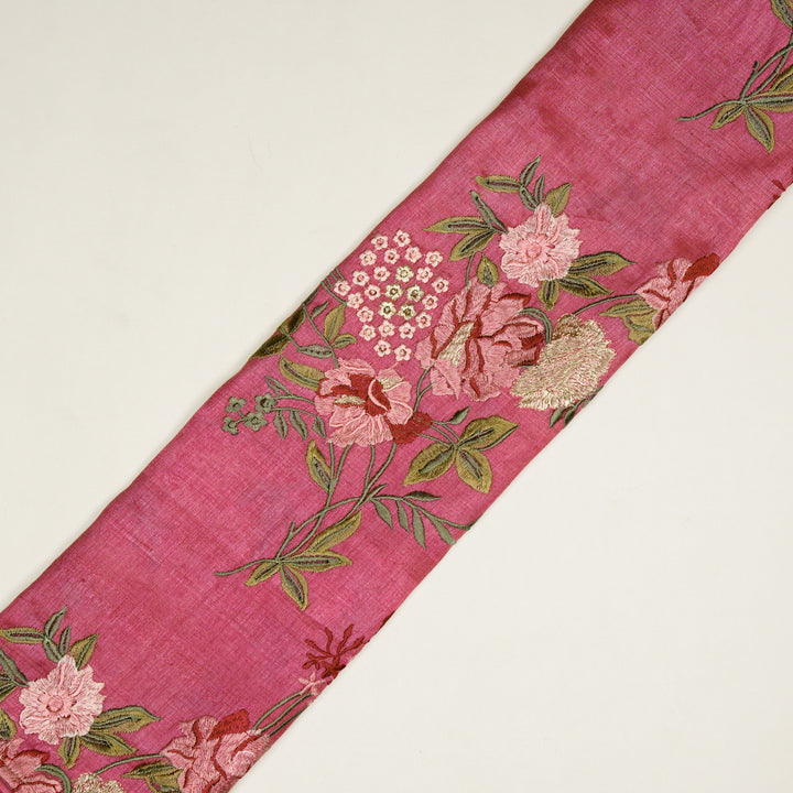 Sharvani Jaal On Light Fuxia Tussar Silk Embroidered Fabric