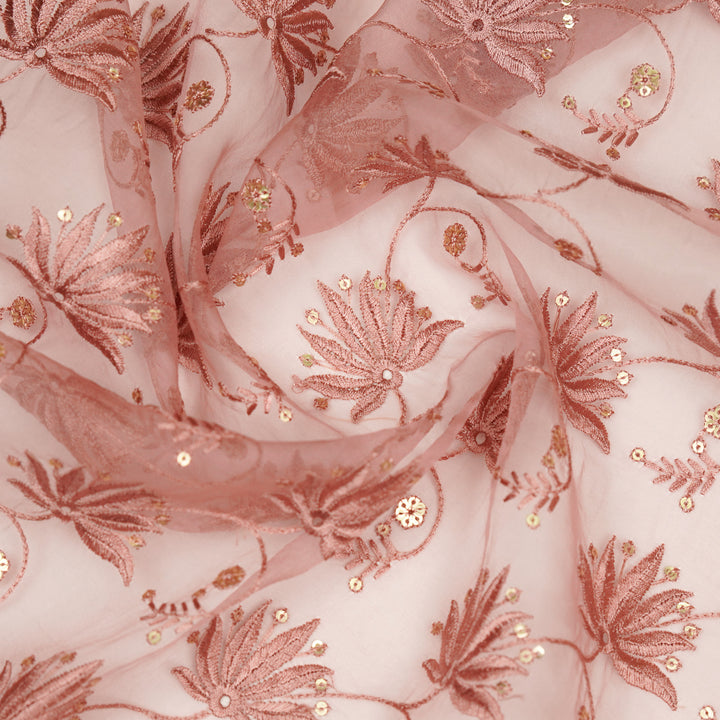 Kaaya Jaal on Onion Silk Organza Embroidered Fabric