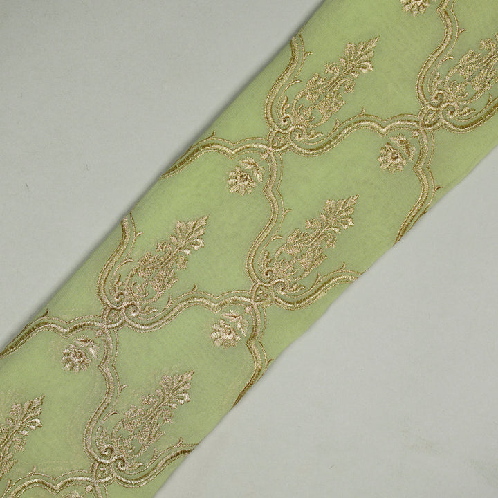 Azma Jaal on Light Sea Green  Semi Georgette Embroidered Fabric