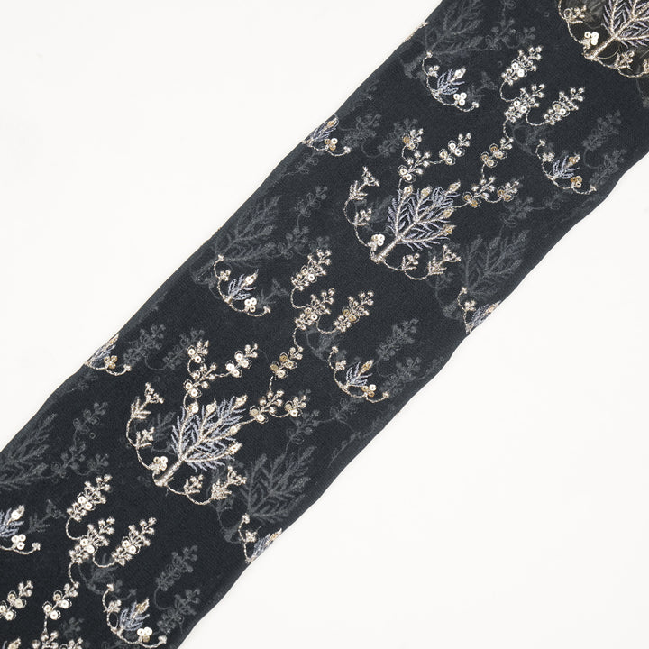 Dina Jaal on Charcoal Semi Georgette Embroidered Fabric