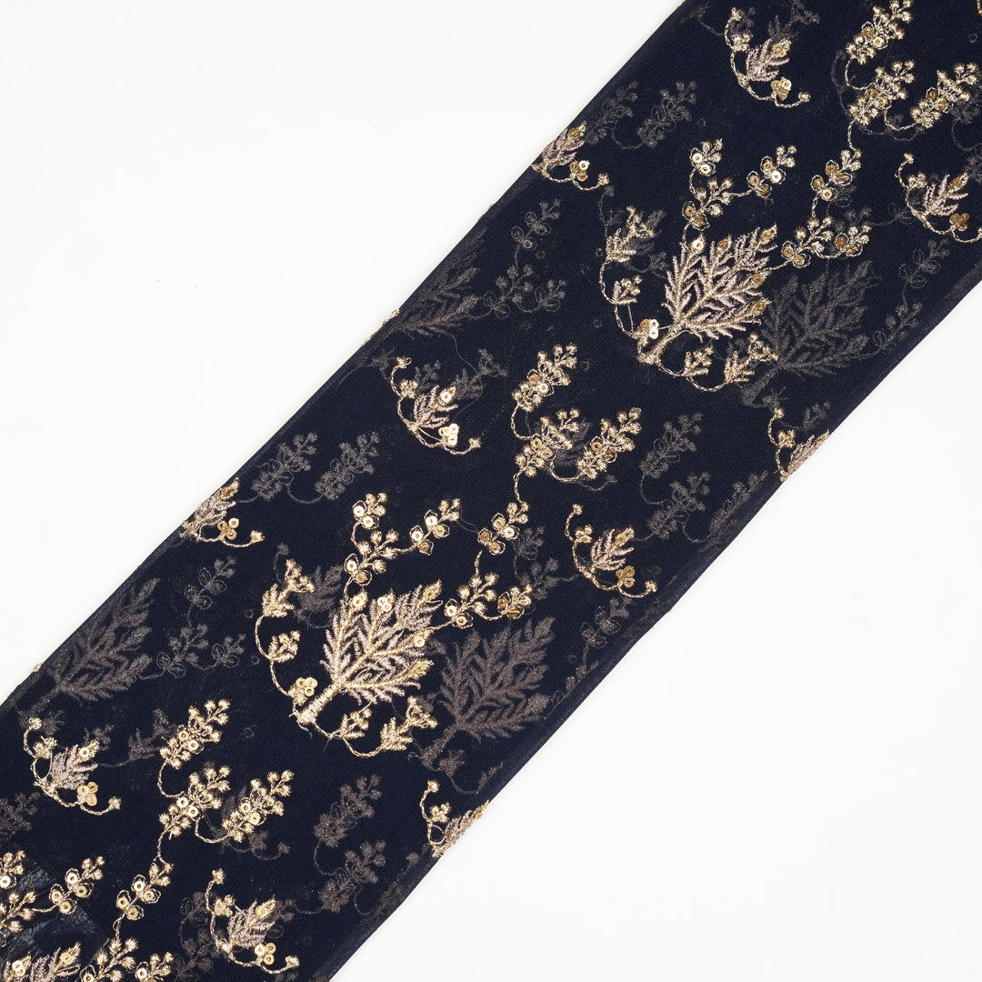 Dina Jaal on Navy Blue Semi Georgette Embroidered Fabric