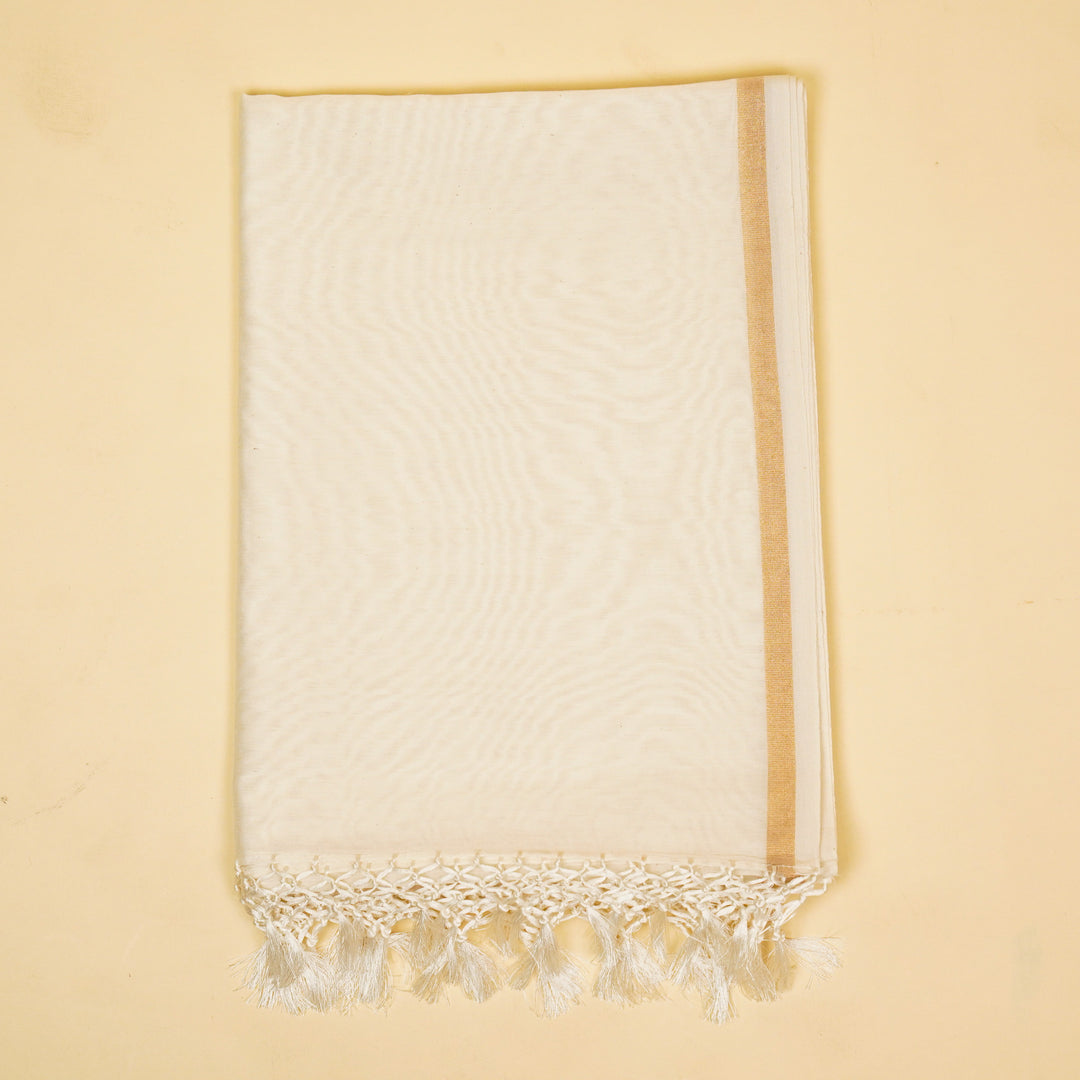 Nagma Jaal Suit fabric set on Silk Chanderi (Unstitched)- Ivory
