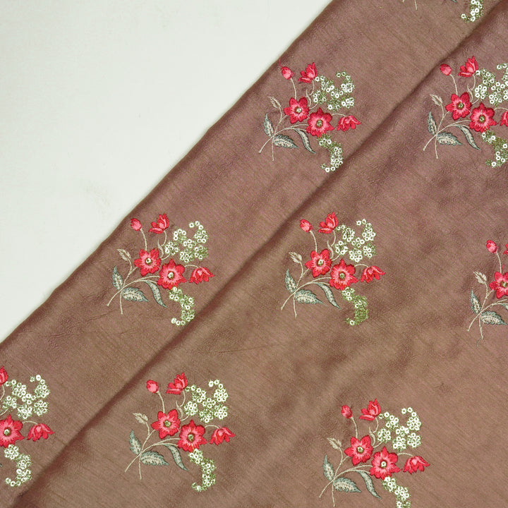 Brinda Embroidered on Dark Onion Semi Raw Silk with Sequins