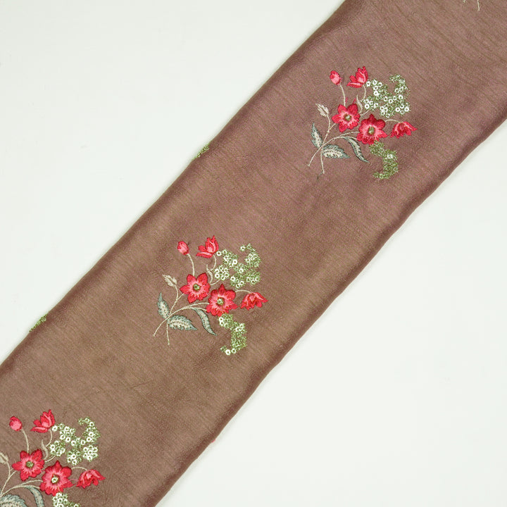 Brinda Embroidered on Dark Onion Semi Raw Silk with Sequins