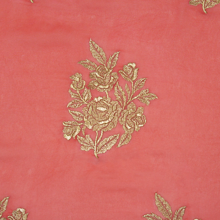 Roja Zari Buta on Tomato Semi  Georgette Embroidered