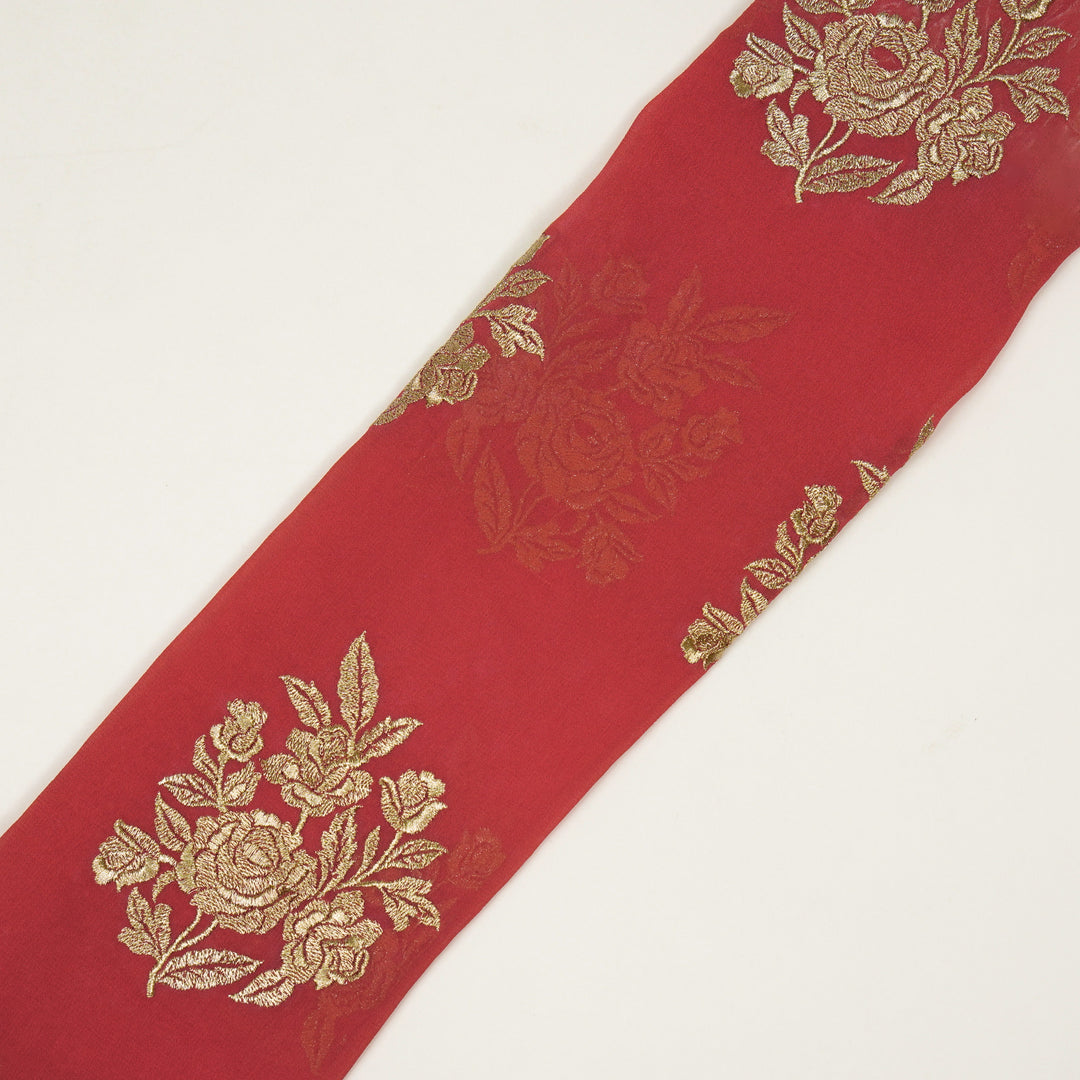 Roja Zari Buta on Tomato Semi  Georgette Embroidered