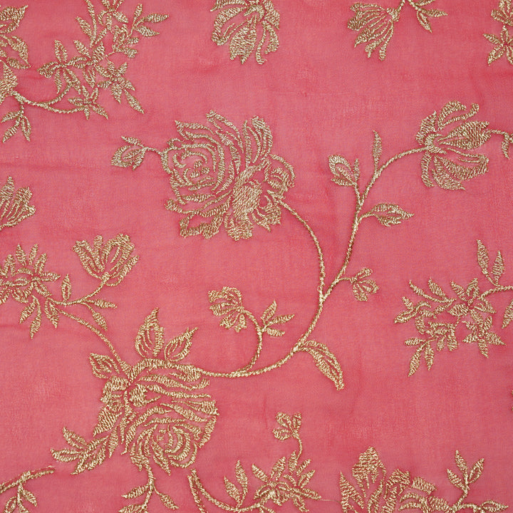 Irsa Jaal on Hot Pink Semi Georgette Embroidered Fabric