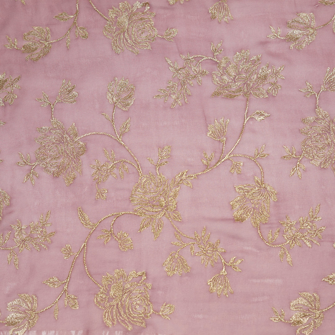 Irsa Jaal on Deep Mauve Semi Georgette Embroidered Fabric