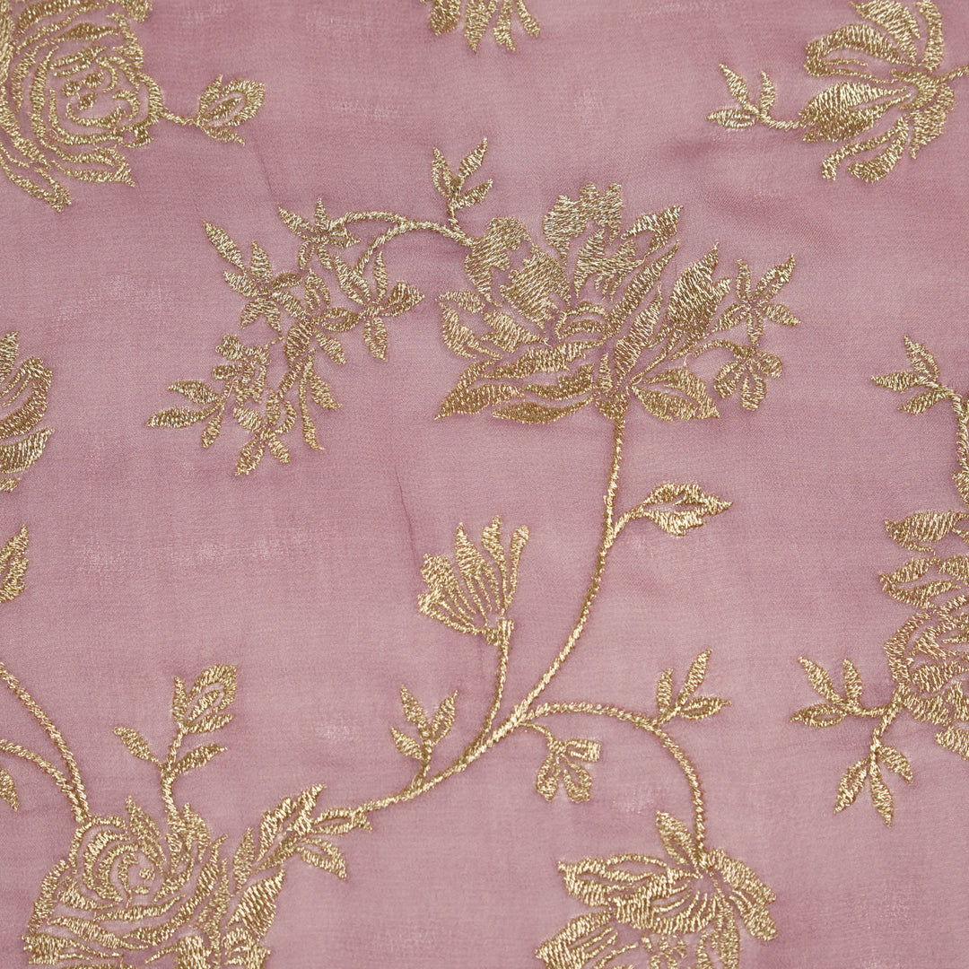 Irsa Jaal on Deep Mauve Semi Georgette Embroidered Fabric