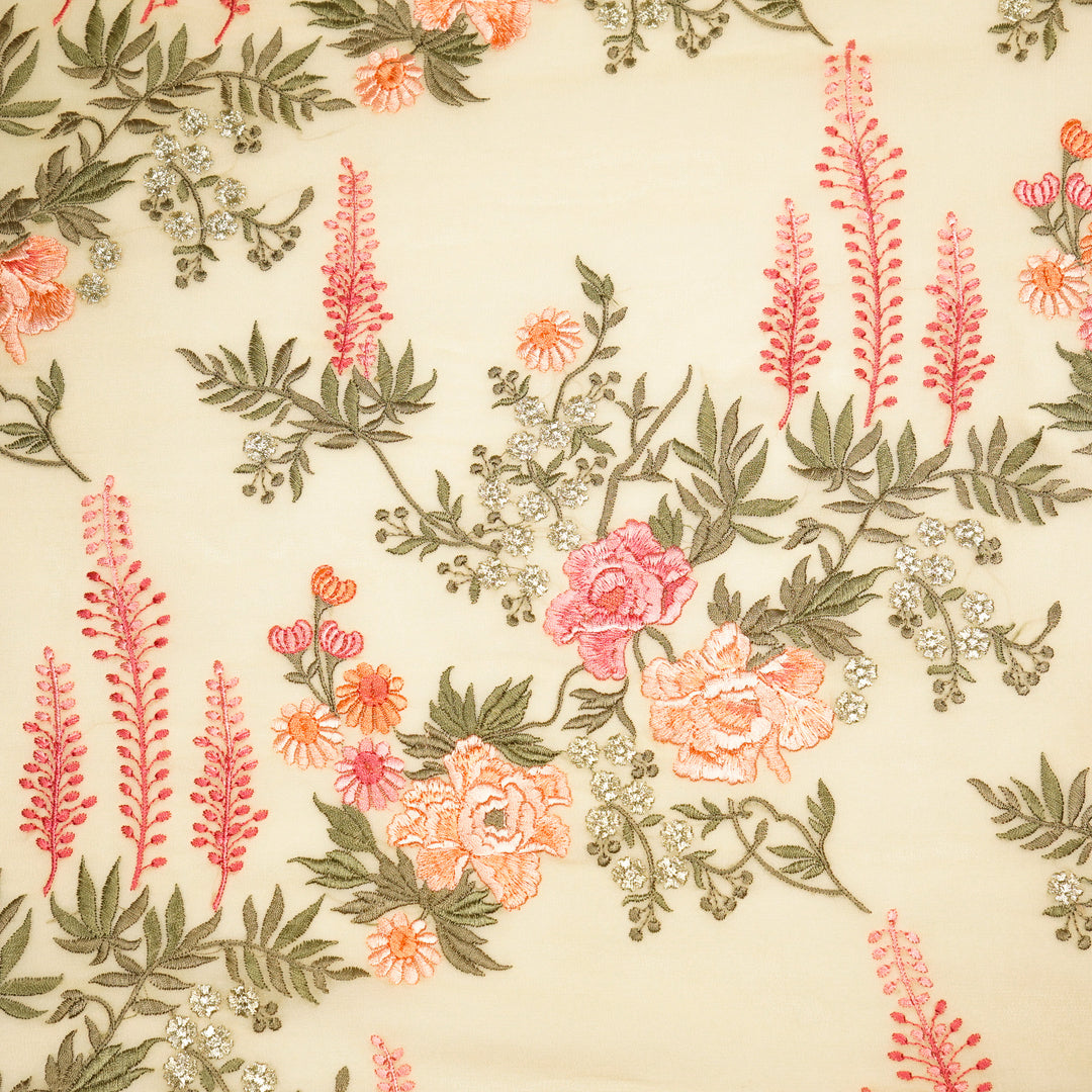 Suhana Parsi Jaal On Beige Semi Georgette Embroidered