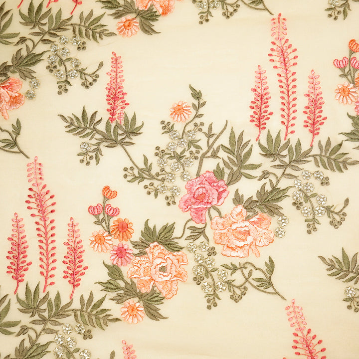 Suhana Parsi Jaal On Beige Semi Georgette Embroidered