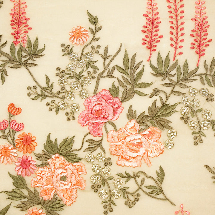 Suhana Parsi Jaal On Beige Semi Georgette Embroidered