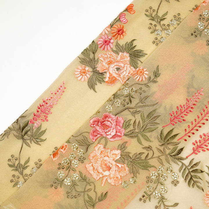 Suhana Parsi Jaal On Beige Semi Georgette Embroidered