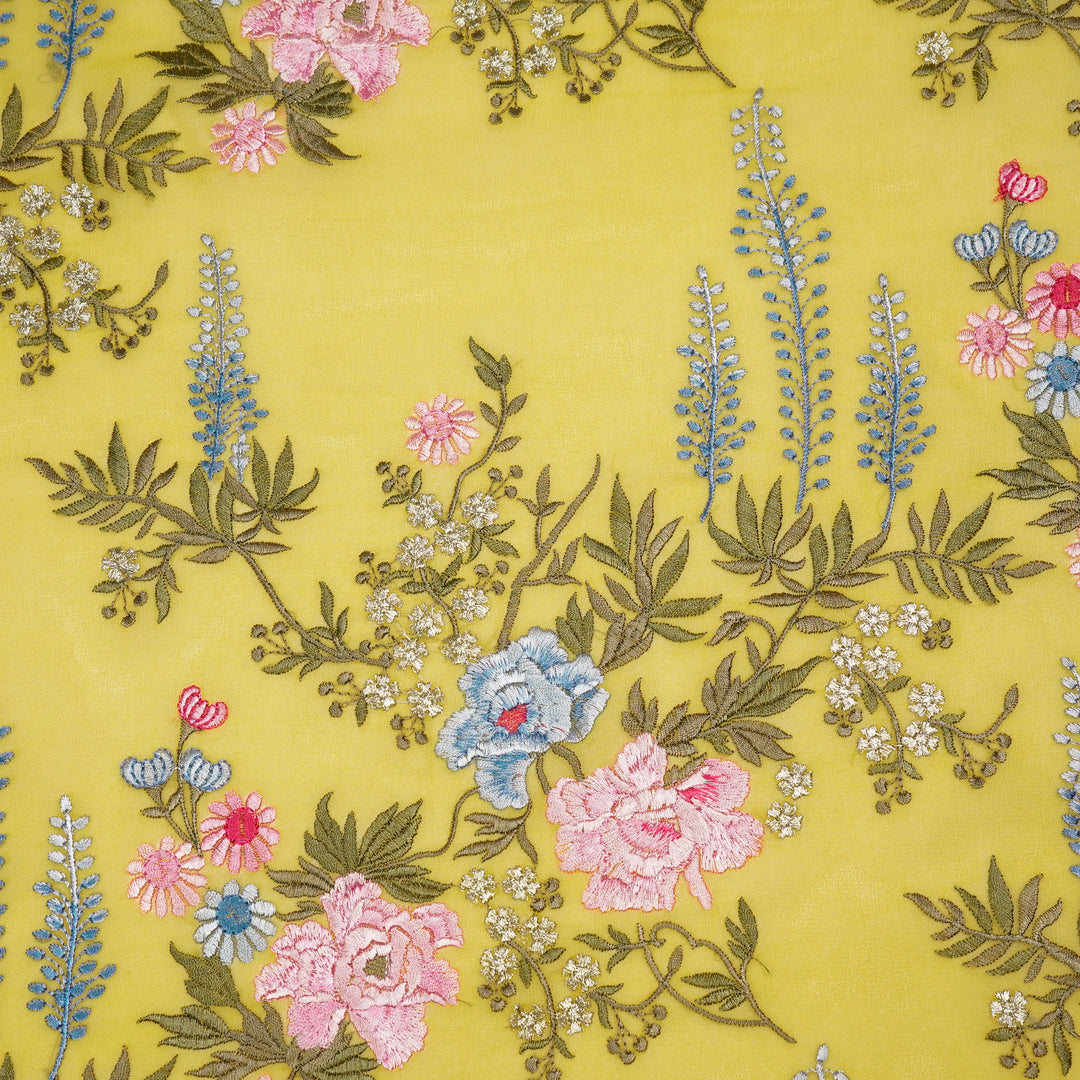 Suhana Parsi Jaal On Gold Semi Georgette Embroidered