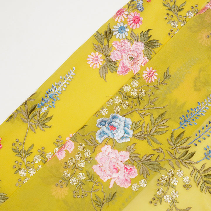 Suhana Parsi Jaal On Gold Semi Georgette Embroidered