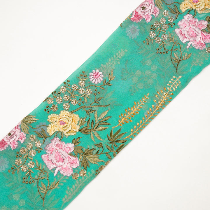 Suhana Parsi Jaal On Turquoise Semi Georgette Embroidered