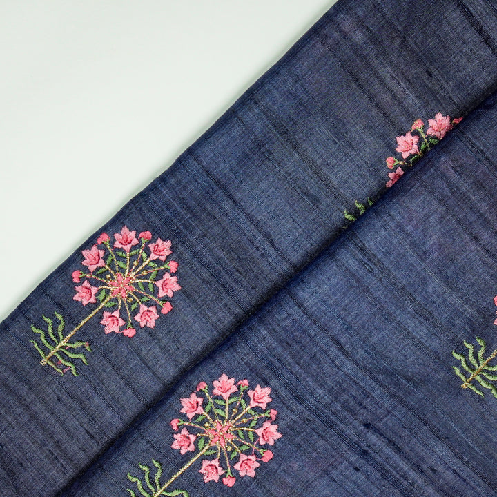 Jumki Style Buta on Navy Blue Tussar Silk