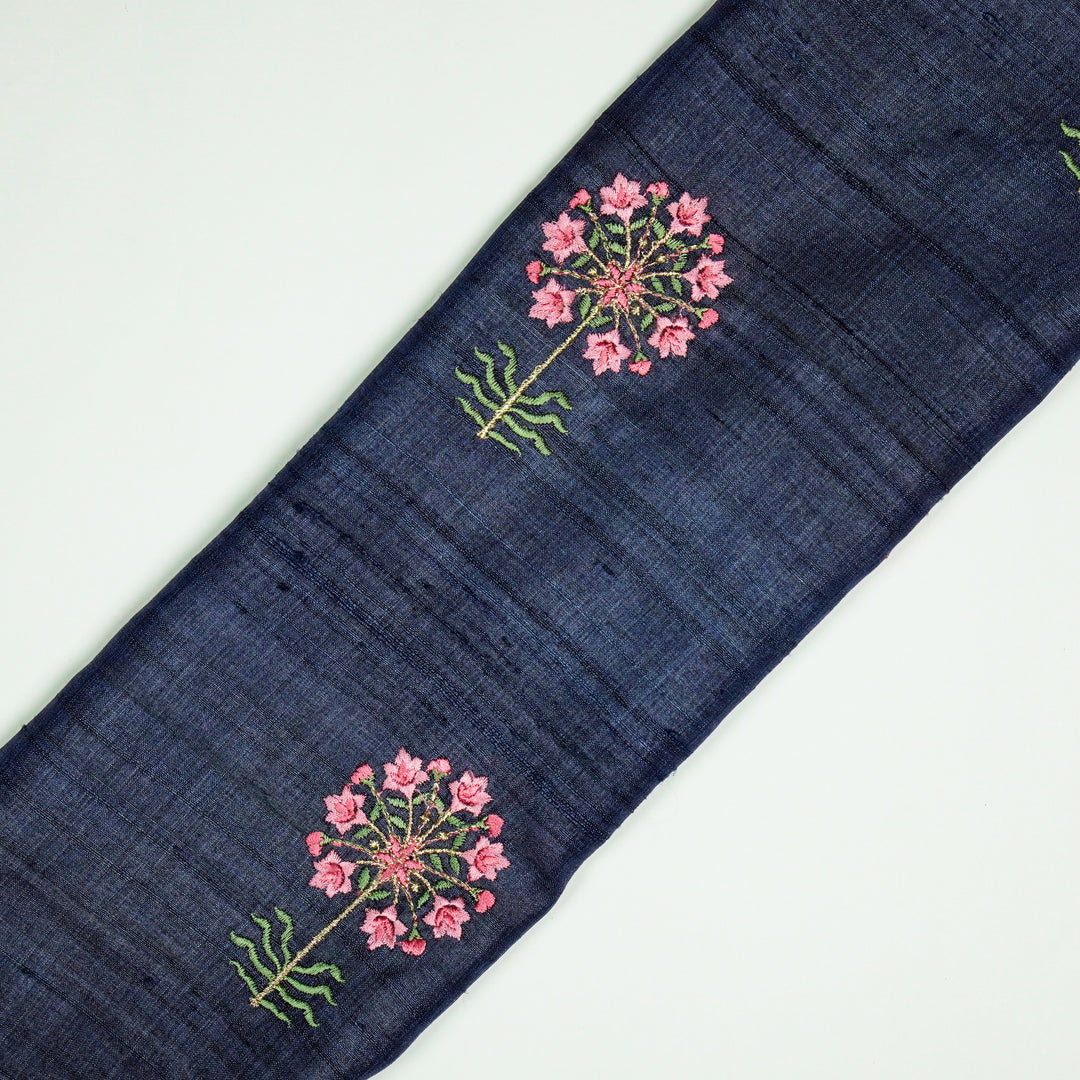 Jumki Style Buta on Navy Blue Tussar Silk