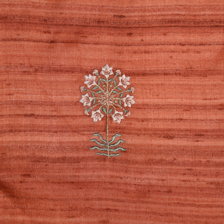 Jumki Style Buta on Red Rust Tussar Silk