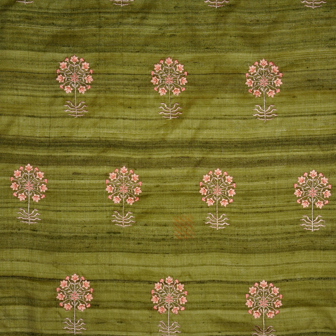 Jumki Style Buta on Olive Tussar Silk