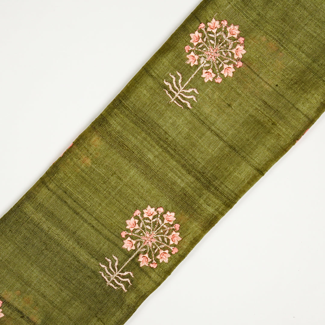 Jumki Style Buta on Olive Tussar Silk