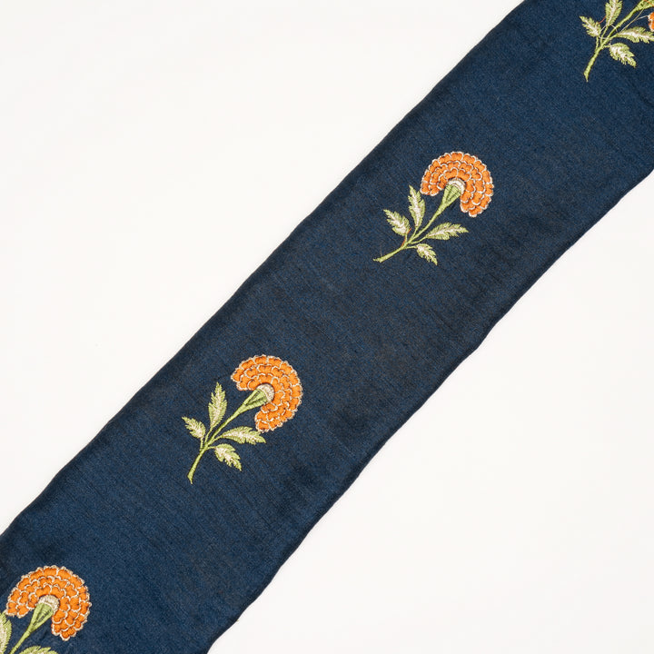 Shabana Floral Buta on Navy Blue Munga Silk- Zarinama