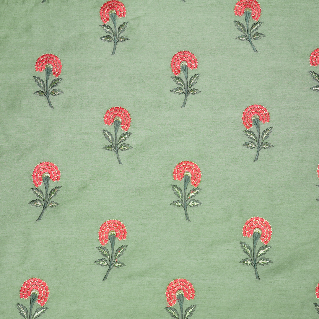 Shabana Floral Buta on Teal Munga Silk- Zarinama