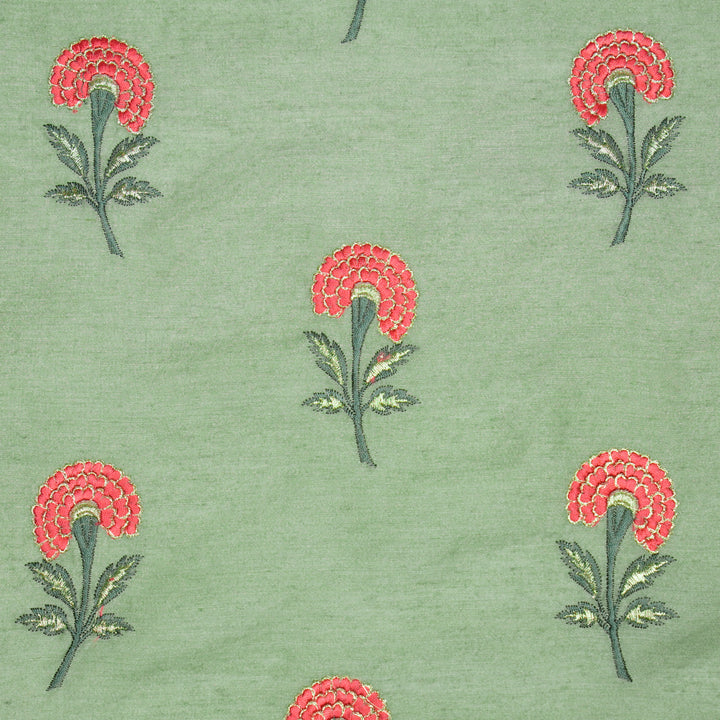 Shabana Floral Buta on Teal Munga Silk- Zarinama