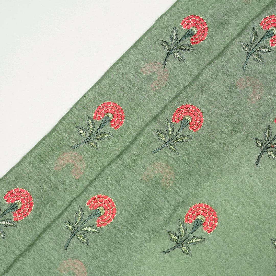 Shabana Floral Buta on Teal Munga Silk- Zarinama