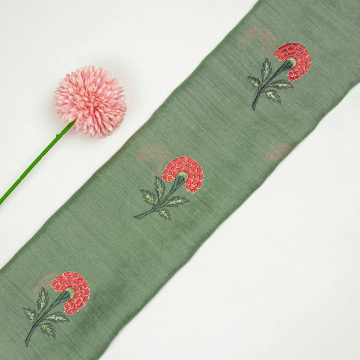 Shabana Floral Buta on Teal Munga Silk- Zarinama