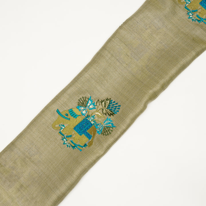 Hasti Buta on Natural/Teal Tussar Silk