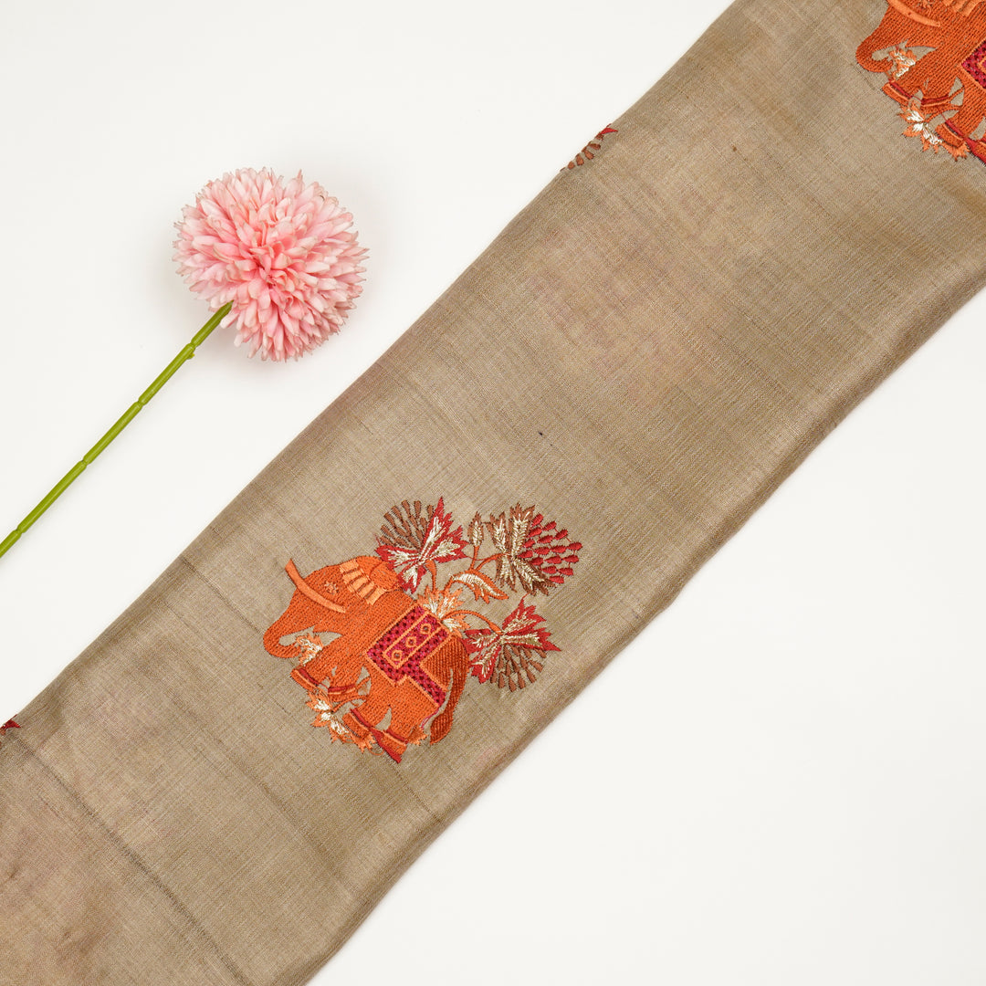 Hasti Buta on Natural/Rust Tussar Silk