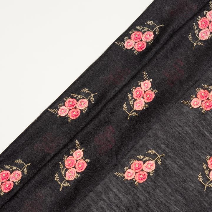 Suvarna Buta on Black Munga Silk