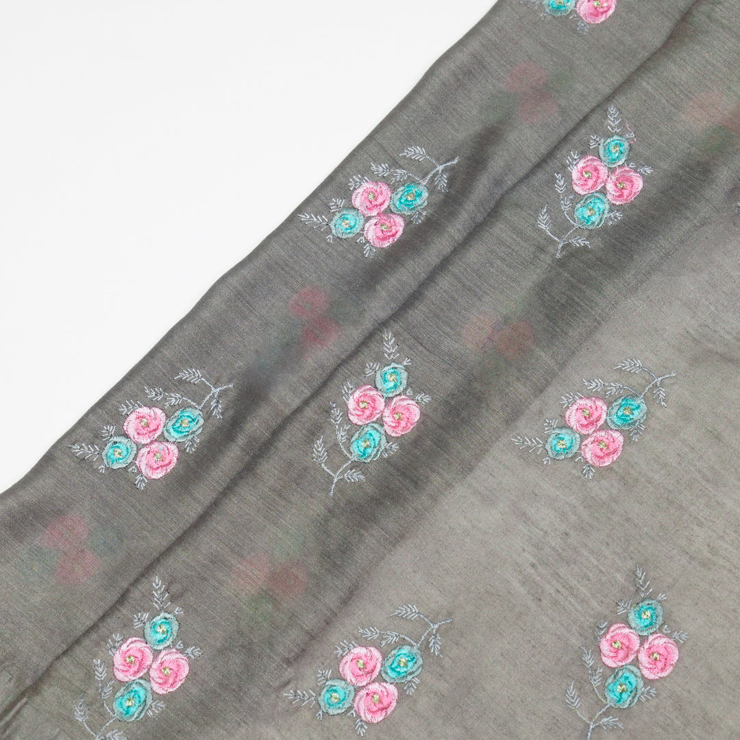 Suvarna Buta on Dark Grey Munga Silk