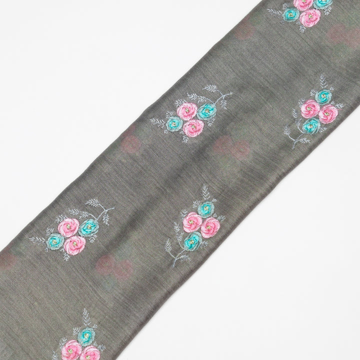 Suvarna Buta on Dark Grey Munga Silk