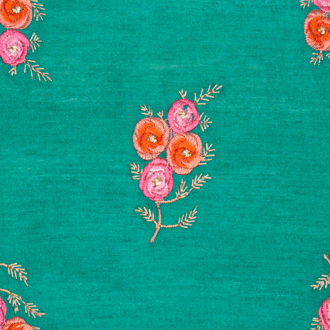 Suvarna Buta on Teal Munga Silk