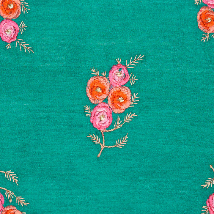 Suvarna Buta on Teal Munga Silk