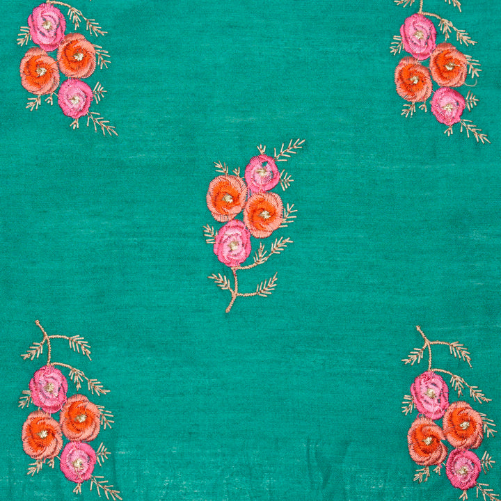 Suvarna Buta on Teal Munga Silk